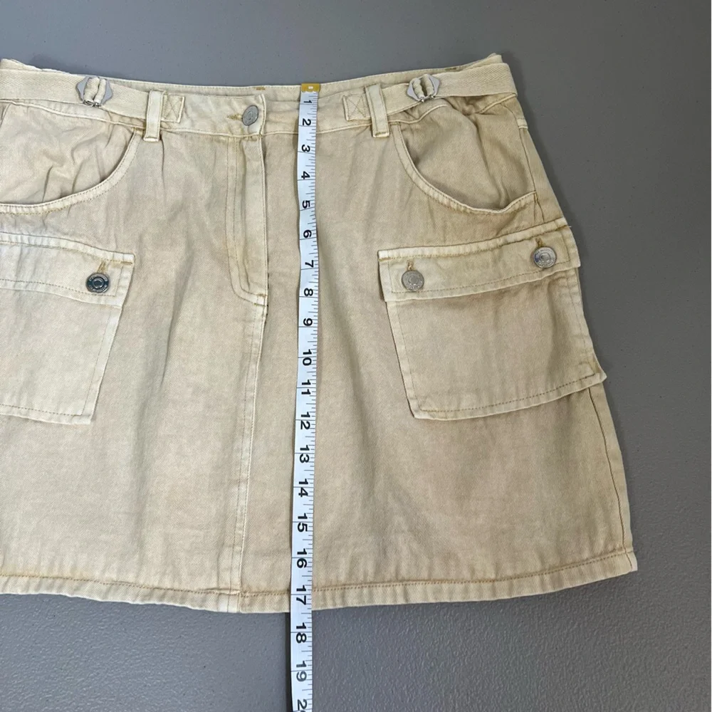 Steve Madden Cargo Mini Skirt Large Tan Utility Gorpcore Streetwear Denim